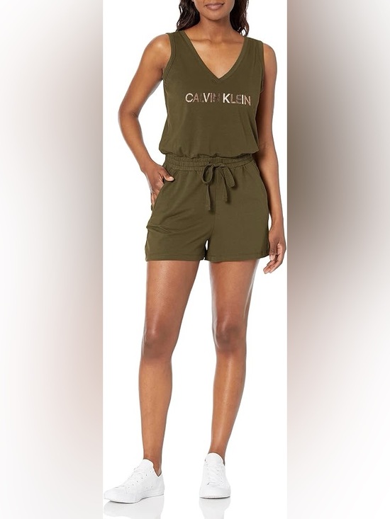 Calvin Klein Pants - Calvin Klein Women's Olive V-Neck Romper Size Medium